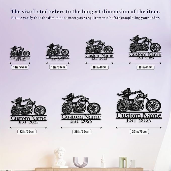 Custom Motorcycle Metal Sign Personalized Biker Name Sign Motorcycle Wall Art - Image 7