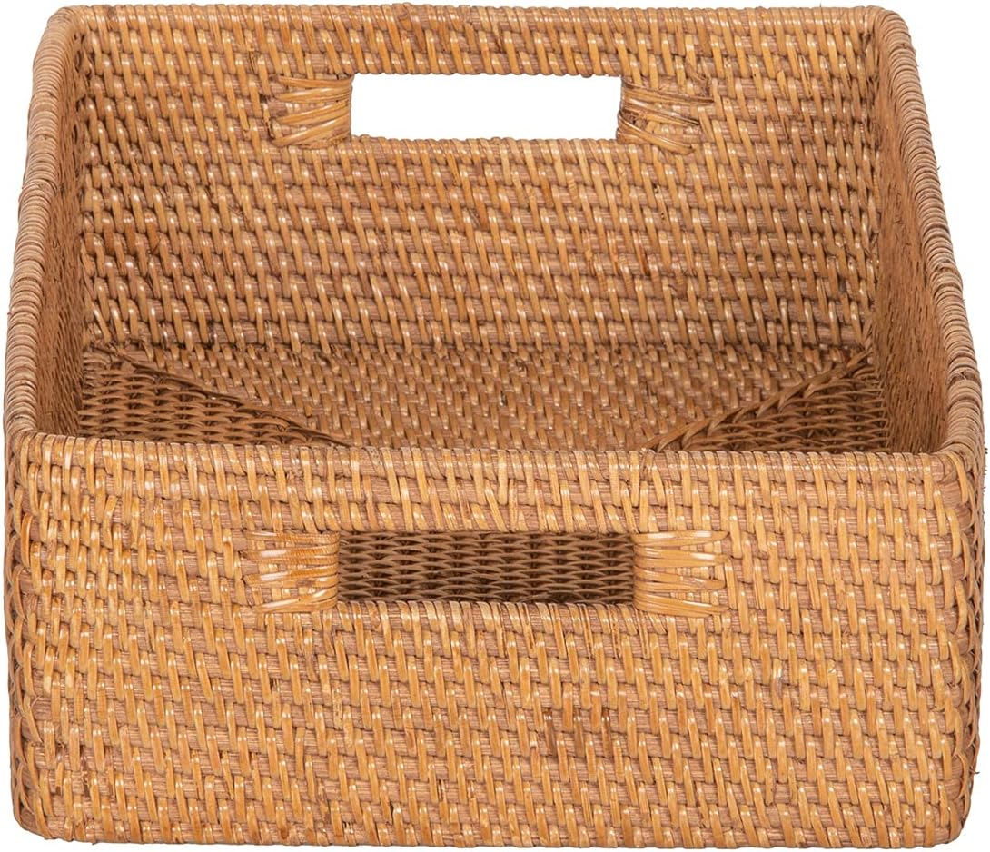 KOUBOO Laguna Rattan Shelf Organizer Basket, Wicker Storage Bin,Honey Brown