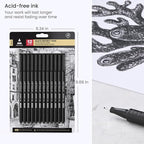 ARTEZA Black Inkonic Fineliners Pens, 0.4 mm Fine Tip Markers, Water-Based Art - Image 6