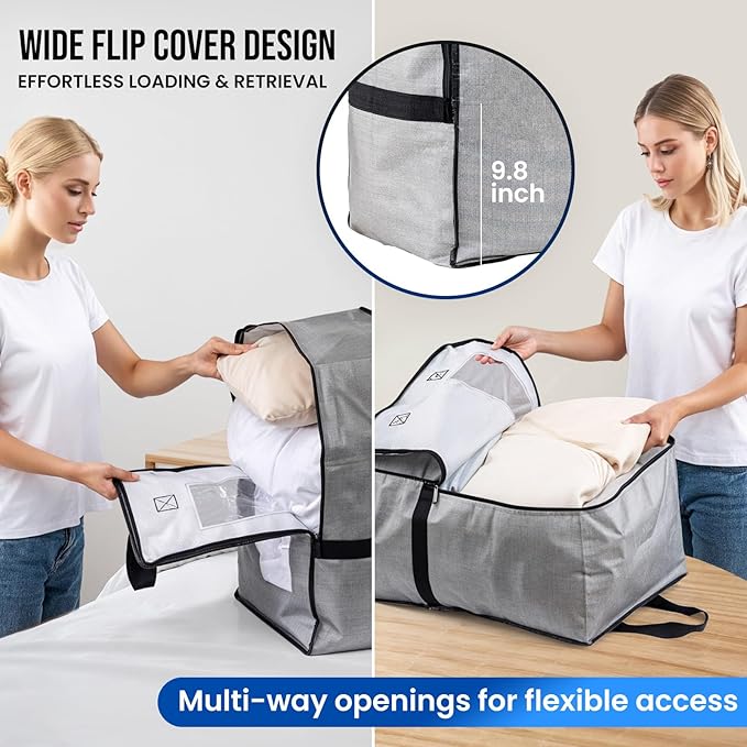 TAILI 2 Pack Gray Moving Bags w/Adjustable Backpack Straps, Moving Supplies - Image 2