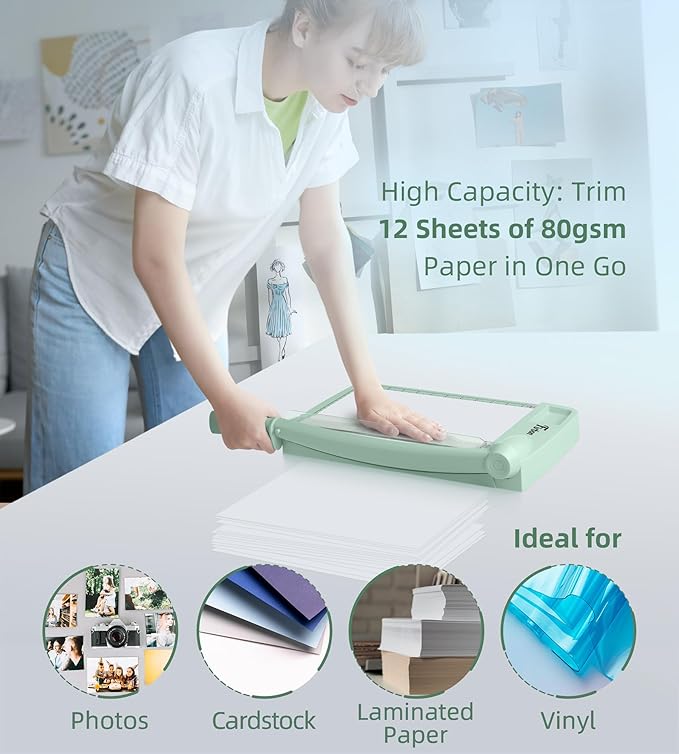 Firbon 12" Guillotine Paper Cutter, Heavy Duty 12-Sheet Capacity Trimmer - Image 3