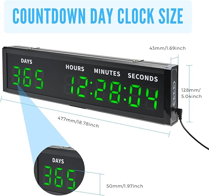 Large Display Digital Countdown Clock, LED Large Display Count Up/Count Down - Image 4
