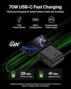 Belkin GaN Charging Station 70W, 7-in-1 Dual USB C Charger w/ 3X AC Outlets - Image 3
