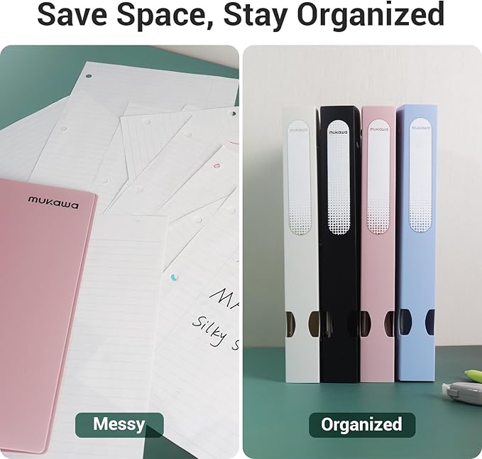 MUKAWA 1 Inch 3 Ring Binder, D-Ring Binder Holds 250 Sheets, PP Cover - Image 7
