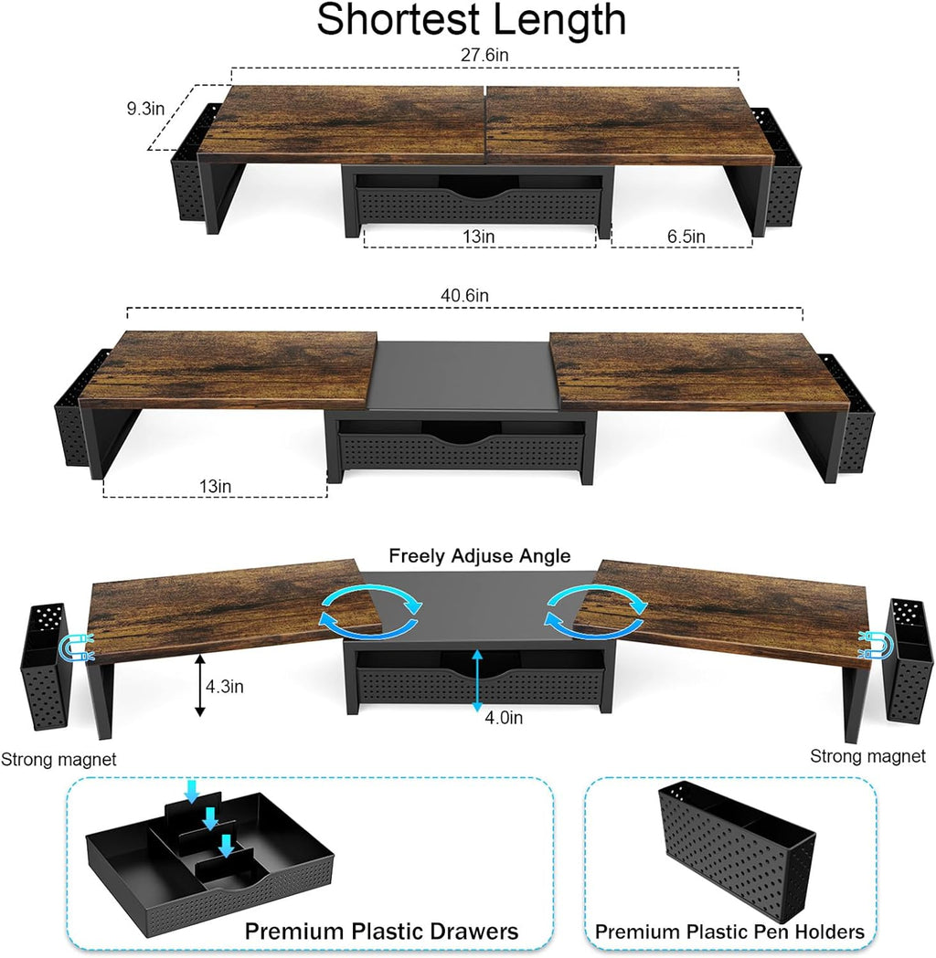 gianotter dual monitor stand riser with drawer and, package contents