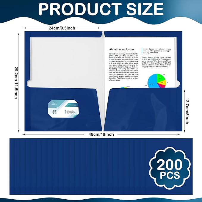 Yeaqee 200 Pack 2 Pockets Glossy Laminated Paper Folder First Day of School - Image 2