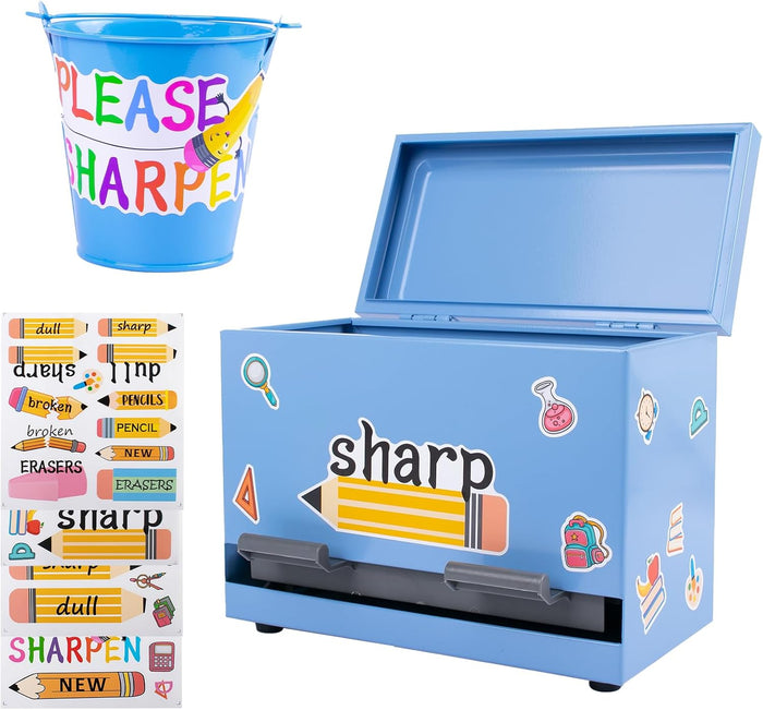 Pencil Dispenser for Classroom - Stainless Steel Bulk Pencil Holder for Desk - Includes Removable Label Stickers - Teacher Must Haves for Organization - Holds up to 200 Pencils