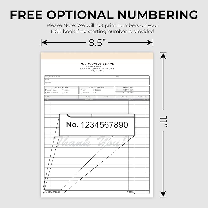 Custom 8.5" x 11" Carbonless NCR Books in 2-Part Duplicate Invoices, Work Orders - Image 5