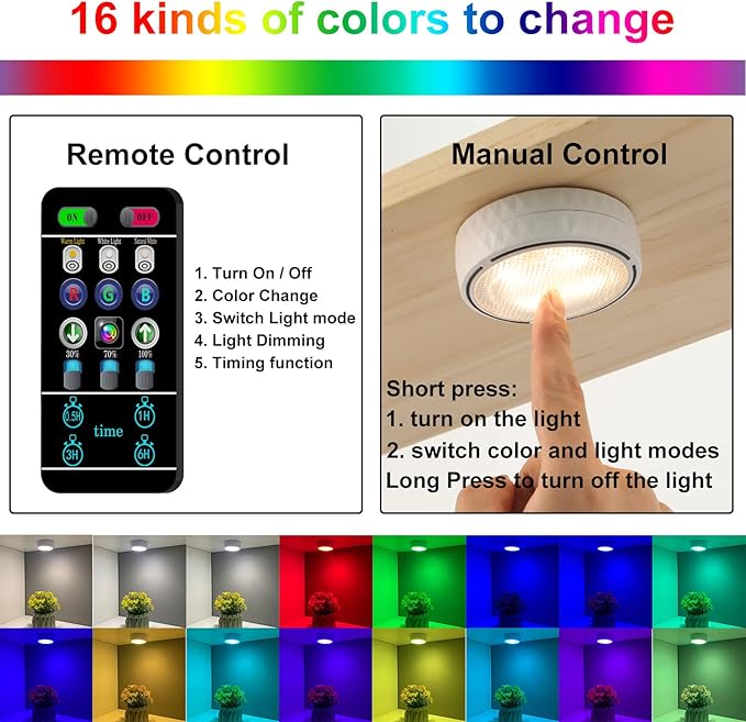Onumii Puck Lights with Remote Battery Operated ED Under Cabinet Lighting - Image 2