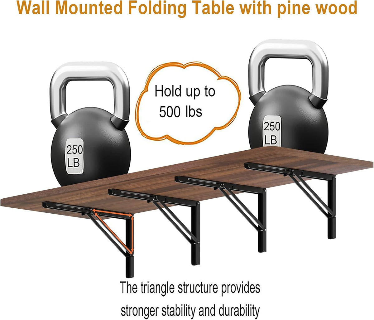 IAE 72x22in Floating Fold Desk,Wall-Mounted Folding Computer Table,Walnut