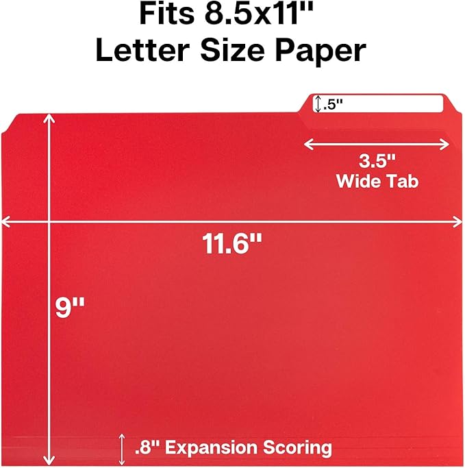Dunwell Plastic Colored File Folders, Colorful 1/3 Tab Filing Folders - Image 5