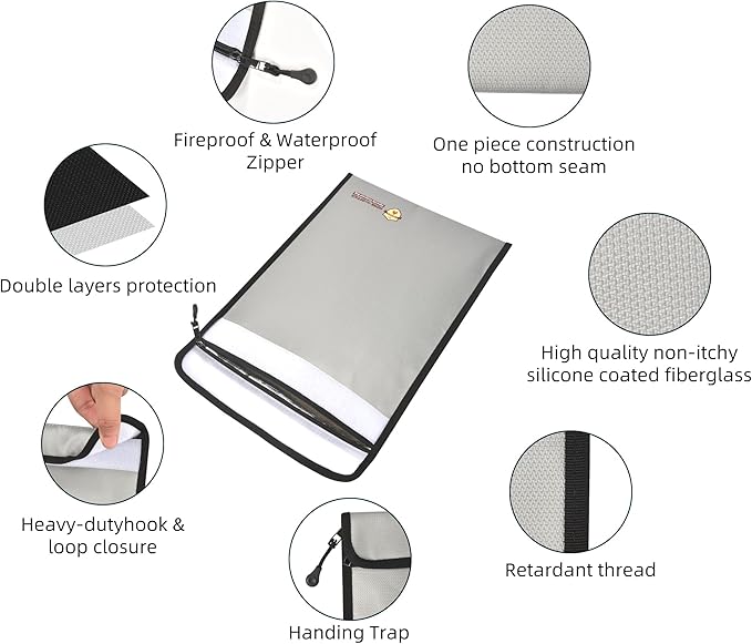 2 Pcs Fireproof Document Bag, Waterproof Fireproof Money Bag - Image 4