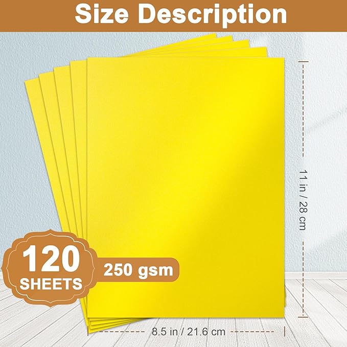 Silunkia 120 Sheets Solar Yellow Shimmer Cardstock 8.5 x 11 Crafts Paper - Image 2