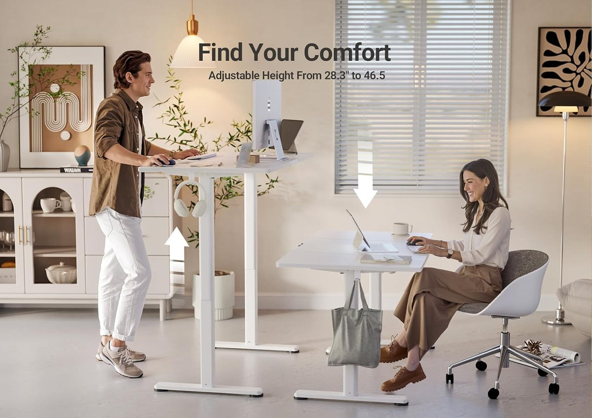 YDN 63 x 24 Inch White Electric Standing Desk