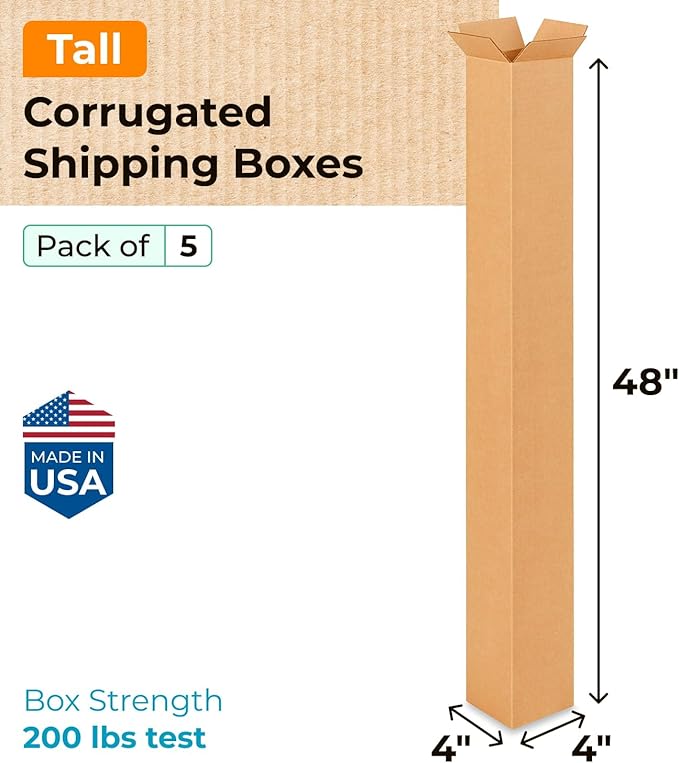 Tall Moving & Shipping Boxes 4 x 4 x 48 inches - Image 2