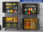 Ckzbx Metal Garage Storage Cabinet with Locking Drawers and Adjustable Shelves,71" H Rolling Tool Storage with Wheels for Garage,Office (Black)