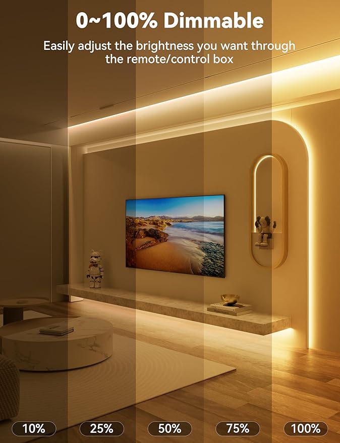PAUTIX COB LED Strip Light, LED Lights 16.4ft, UL Listed Warm White 2700K - Image 2