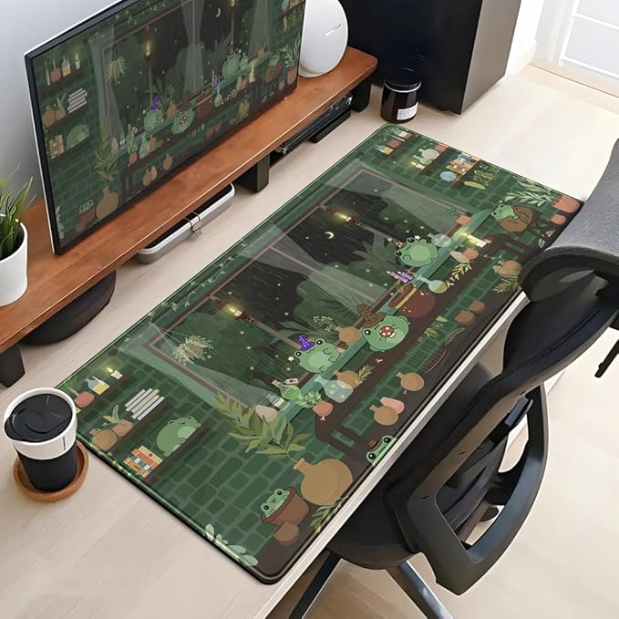 Mechanical Cattle Cute Desk Mat Kawaii Frog Mouse Pad Green Desk Anime Mat - Image 4