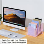 OUTIOE 5-Section Desk File Organizer, Metal Mesh Folder Organizer - Image 5