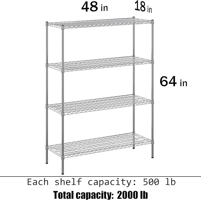 Regal Altair 18" Deep x 48" Wide x 64" Height Wire Shelving Kit | 4-Tier | NSF - Image 3