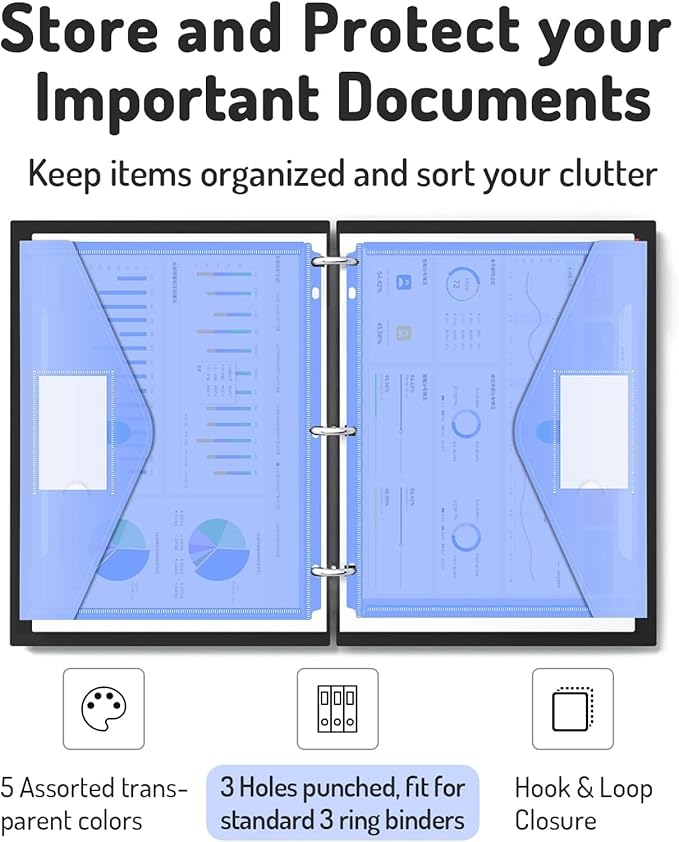 Forvencer Binder Pocket, 4X Regular Capacity, 5 Pack Super Heavyweight Plastic - Image 4