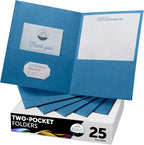 FILE-EZ Two-Pocket Folders, Light Blue, Textured Paper, Letter Size by FILE-EZ