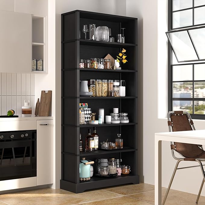 TVU 6-Tier Wooden Bookshelf, 77.2" Tall Farmhouse Style Open Bookcase, 31.5" W - Image 7