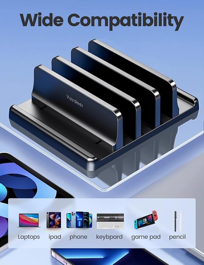 Vaydeer 3-Slot Vertical Laptop Stand Organizer, Laptop Storage Holder Made of - Image 5