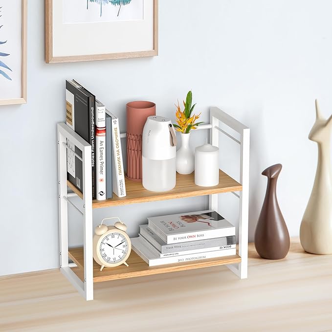 ART-GIFTREE Office Desk Shelf Organizer, Wood Desktop Bookshelf Supplies - Image 4