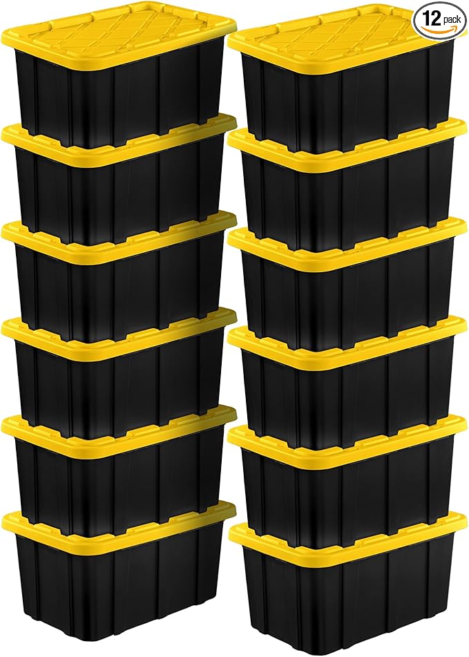 Sterilite 12-Pack Industrial Tote, Plastic Storage Container Bins by Sterilite