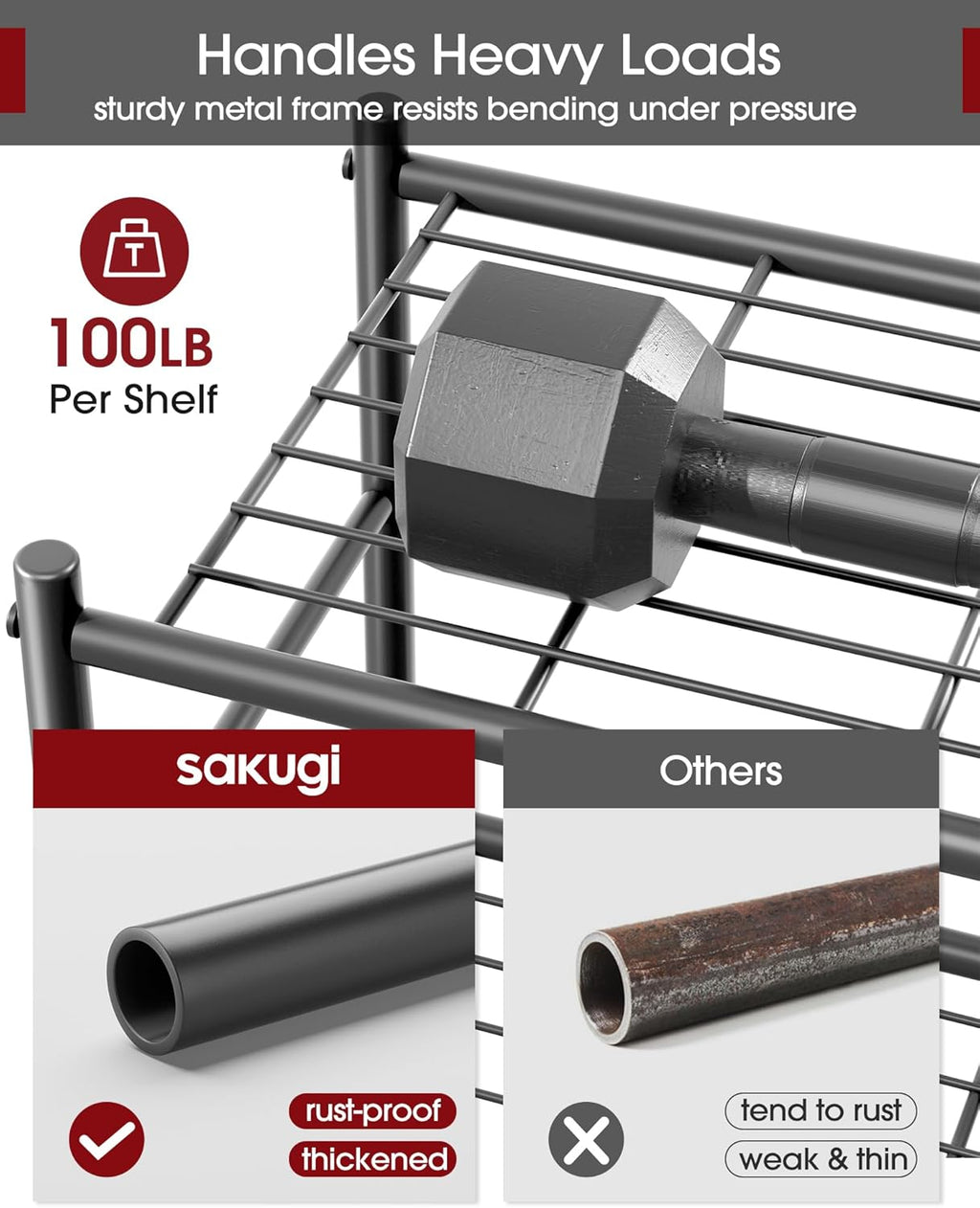sakugi 5-tier storage rack organizer with hooks, heavy, package contents