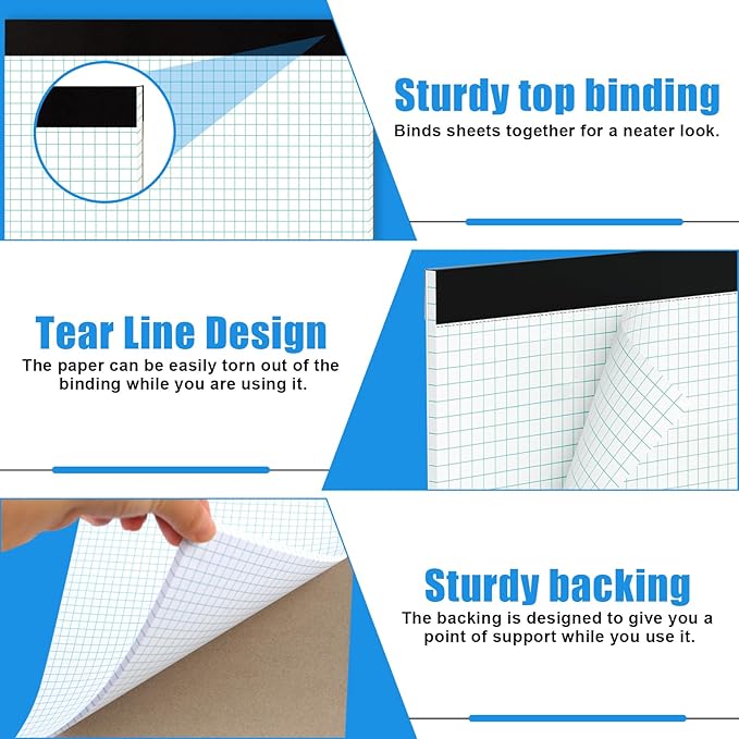 AZUREAL Grid Paper Notebook 8.5 x 11 Inches, 3 Pack graph paper pad, 70Gsm 4×4 - Image 4