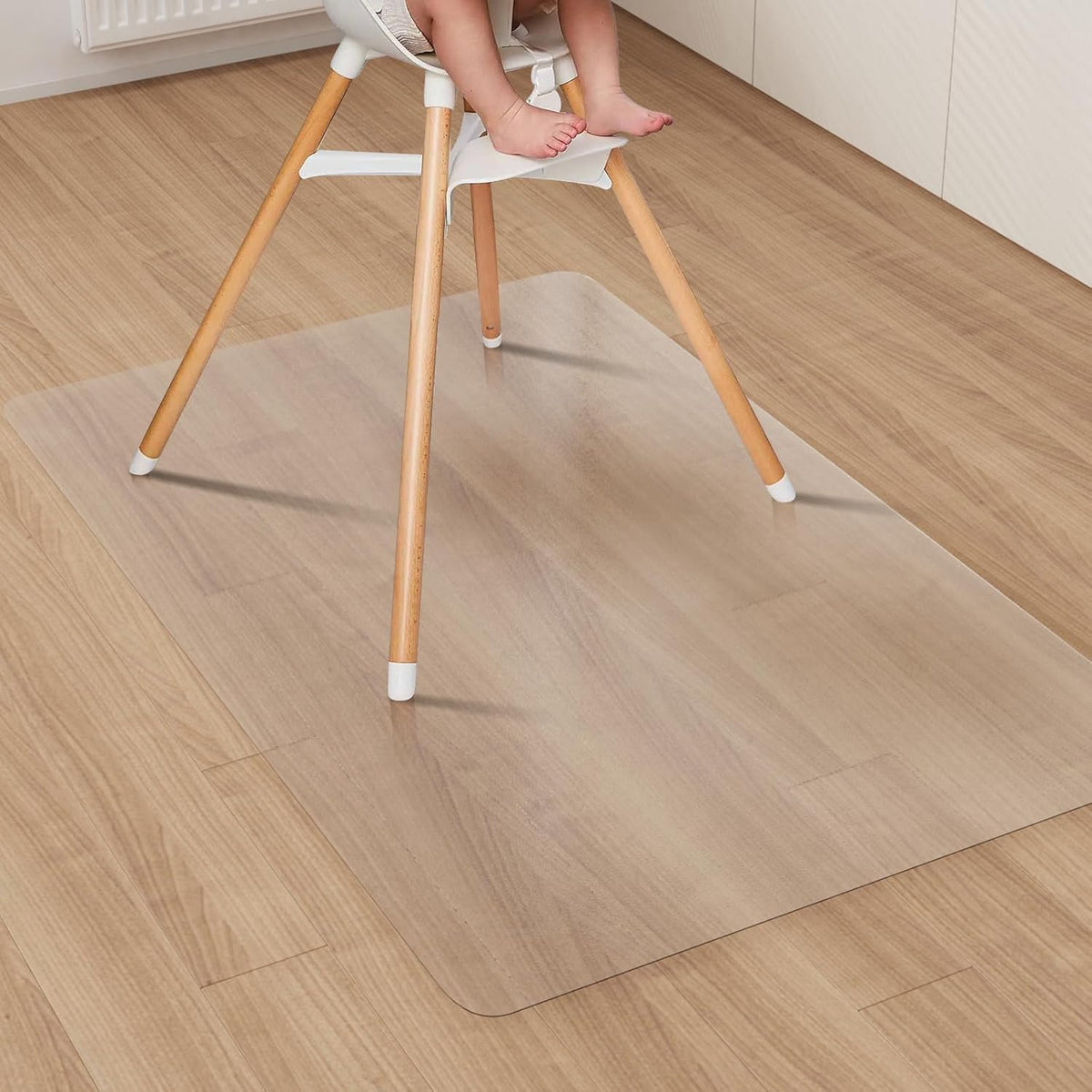 Clear Plastic Area Mat for Under High Chair, 3'×5' No Slip Vinyl Floo...