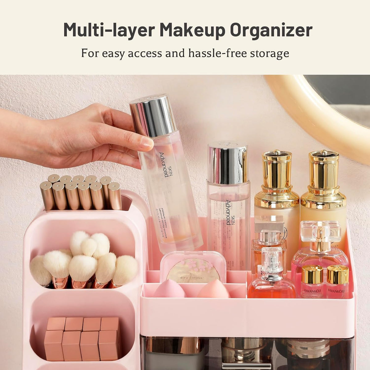 Aveniee Makeup Organizer with Drawers, Vanity Organizer for Bathroom Countert...