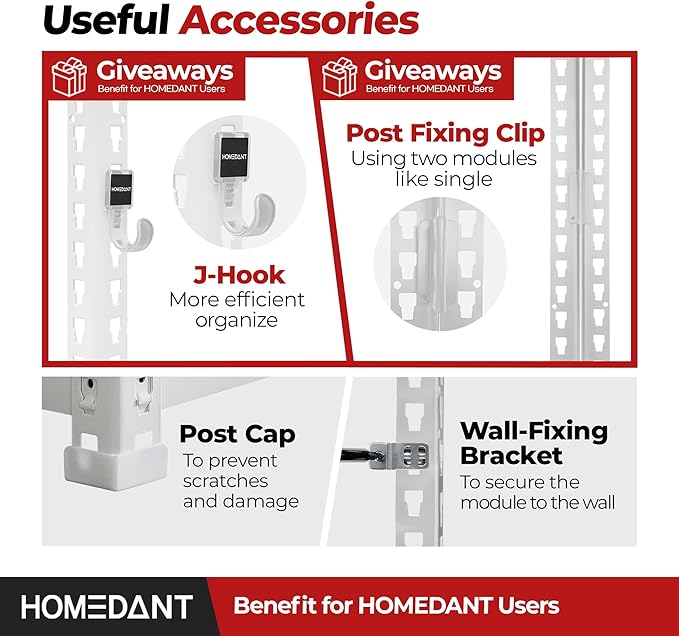 HOMEDANT 47.7" W 5 Tier Heavy Duty Garage Shelving Adjustable Metal Rack - Image 6