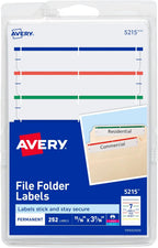 Avery File Folder Labels on 4" x 6" Sheets, Permanent Adhesive, Assorted Colors, 2/3" x 3-7/16", 4,536 Labels, Pack of 18 (5215)