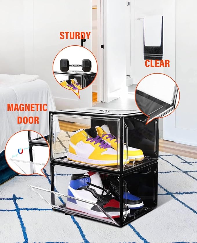 KDOR Shoe Boxes Clear Plastic Stackable 10 Pack Sneaker Storage Boxes - Image 3