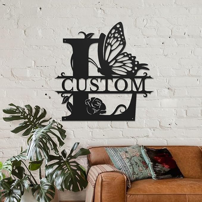 Personalized Custom Letter Name metal Signs, Custom Black Letter Monogram Wall - Image 3