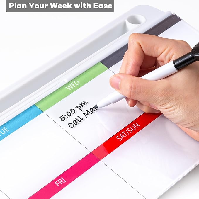 Varhomax Glass Weekly Dry Erase Desk White Board, Desktop to Do List Planner - Image 2