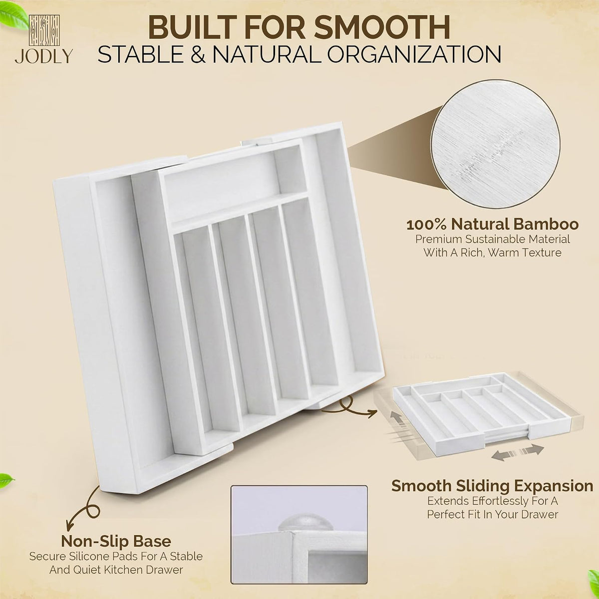 Bamboo Kitchen Utensil Drawer Organizer for Silverware | 100% Natural Expanda...