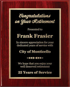 Customizable Retirement Plaque - Executive Series, Personalized Award for Employees, Mahogany Piano Wood Board, Customize Now! (10.5x13)