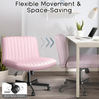 PUKAMI Criss Cross Chair with Wheels, Fabric Padded Armless Cross Legged Office - Image 4
