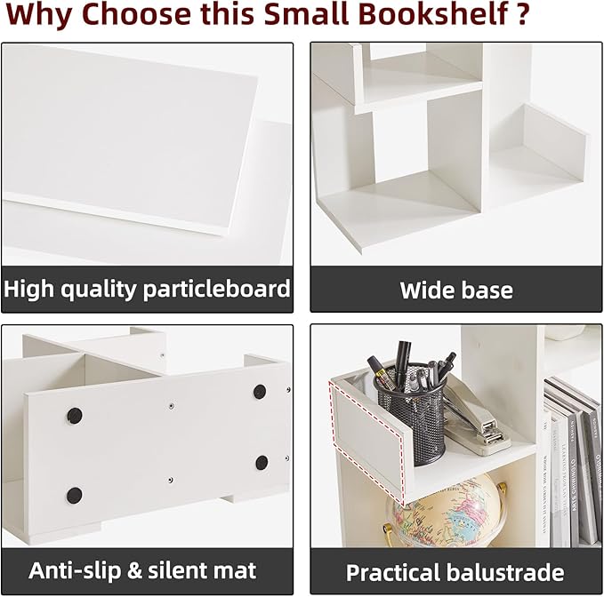 Aibiju Small White Desk Organizer, 2 Tier Tree Cactus Bookshelf, Desktop - Image 6
