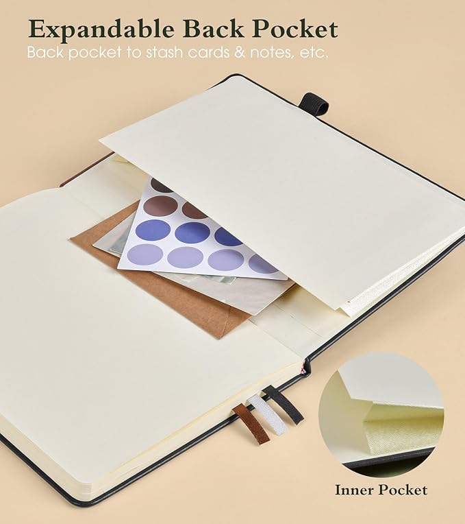 PAIBAS Lined Journal Notebook for Women Men, 160 Pages, A5 Hardcover Vintage - Image 6