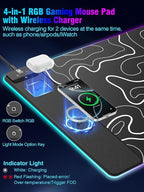 Mouse Pad with Magnetic Wireless Charging, Large Desk Pad Protector, RGB Black - Image 2