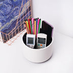 Hennaja Round Leather Art Supply Organizer, Remote Control Holder, 360 Degree - Image 6