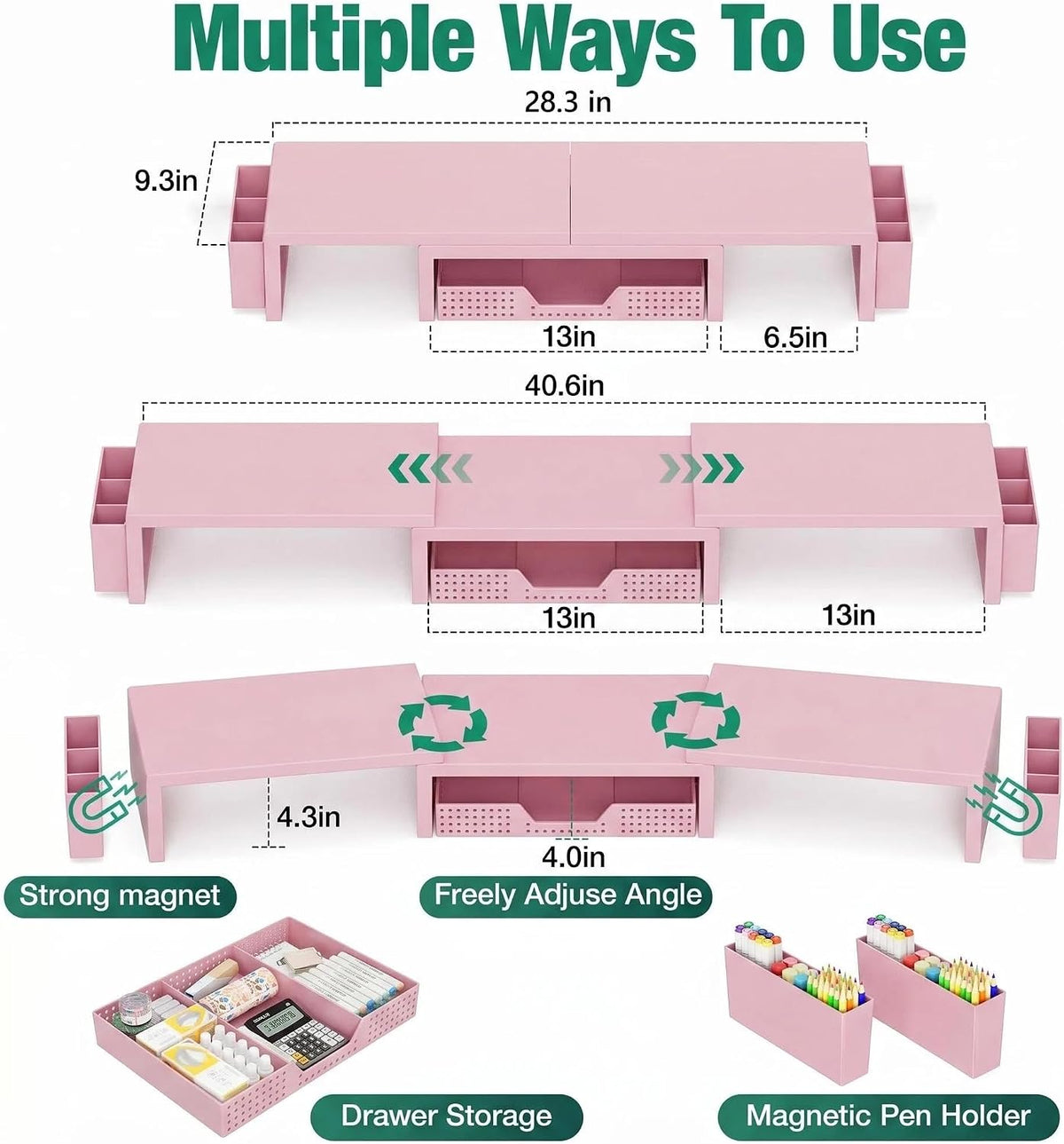 OPNICE Desk Organizer and Accessories, Computer Monitor Stand Riser with Draw...