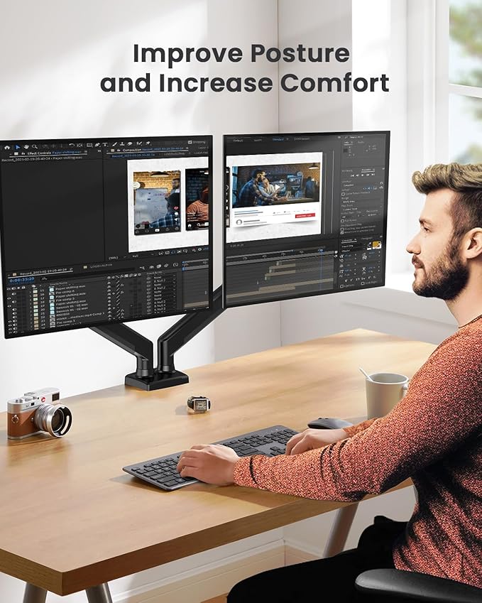 ErGear Dual Monitor Stand up to 33 inches Screen, Load-Bearing Max 22 lbs Each - Image 7