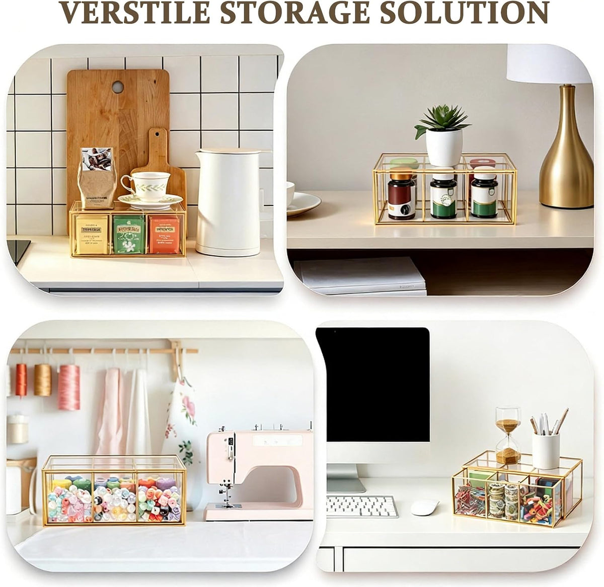 Glass Tea Bag Organizer with Drawer, Clear Teabag Holder Counter