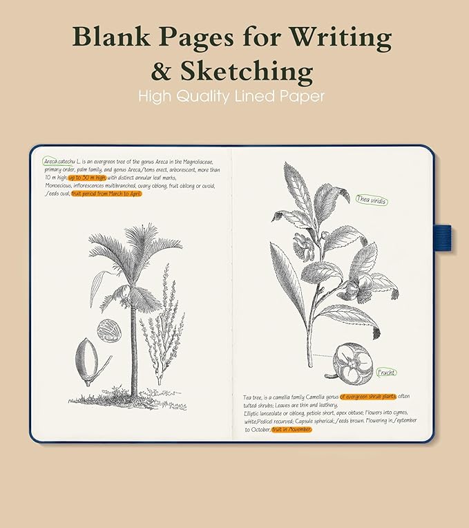 PAIBAS Blank Journal Notebook for Women Men, 160 Pages, A5 Hardcover Sketchbook - Image 3